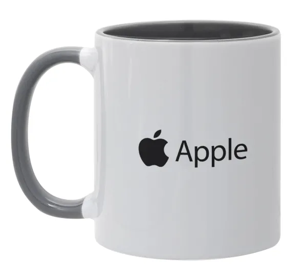 apple — Κούπα χρωματιστή γκρι, κεραμική, 330ml