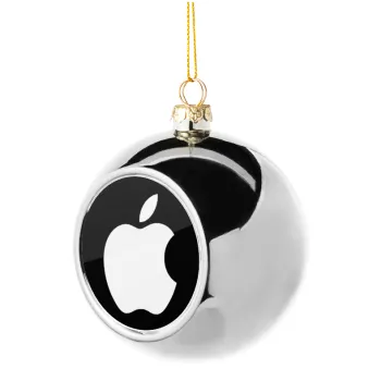 apple, Silver 8cm Christmas tree ball ornament