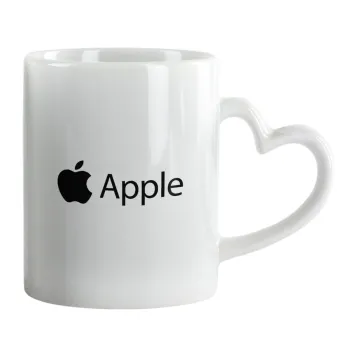 apple, Κούπα καρδιά χερούλι λευκή, κεραμική, 330ml
