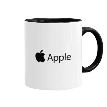 apple, Κούπα χρωματιστή μαύρη, κεραμική, 330ml