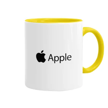 apple, Κούπα χρωματιστή κίτρινη, κεραμική, 330ml