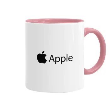 apple, Κούπα χρωματιστή ροζ, κεραμική, 330ml