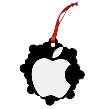 apple, Christmas ornament snowflake wooden 7.5cm