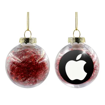apple, Transparent Christmas tree ball ornament with red filling 8cm