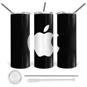 apple, Tumbler stainless steel 600ml, with metal straw & cleaning brush