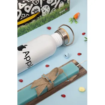 apple, Πασχαλινή Λαμπάδα με παγούρι μεταλλικό (620ml, stainless steel) & κερί αρωματικό πλακέ (30cm) (ΤΙΡΚΟΥΑΖ)