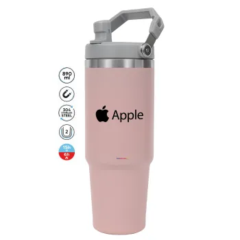apple, Pink color, 890ml (30oz) stainless Steel Tumbler with Handle