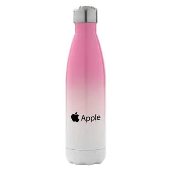 apple, Metal mug thermos Pink/White (Stainless steel), double wall, 500ml