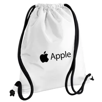 apple, Backpack pouch GYMBAG white, with pocket (40x48cm) & thick cords