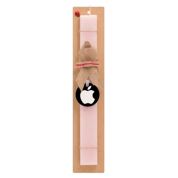 apple, Easter Set, wooden keychain & scented flat Easter candle (30cm) (PINK)