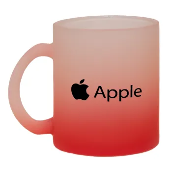 apple, Κούπα γυάλινη δίχρωμη με βάση το κόκκινο ματ, 330ml