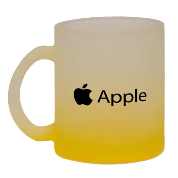 apple, Κούπα γυάλινη δίχρωμη με βάση το κίτρινο ματ, 330ml