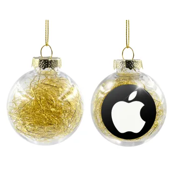 apple, Transparent Christmas tree ball ornament with gold filling 8cm