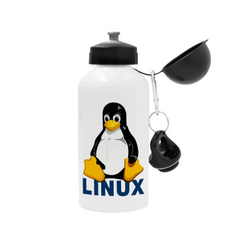 Linux, Μεταλλικό παγούρι ποδηλάτου, Λευκό, αλουμινίου 500ml