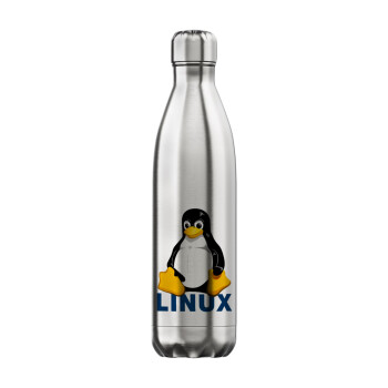 Linux, Μεταλλικό παγούρι θερμός Inox (Stainless steel), διπλού τοιχώματος, 750ml