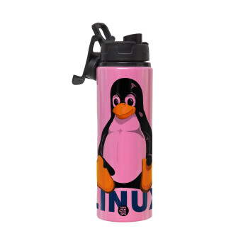 Linux, Μεταλλικό παγούρι νερού με καπάκι ασφαλείας, αλουμινίου 850ml