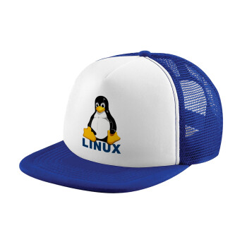 Linux, Καπέλο παιδικό Soft Trucker με Δίχτυ ΜΠΛΕ/ΛΕΥΚΟ (POLYESTER, ΠΑΙΔΙΚΟ, ONE SIZE)