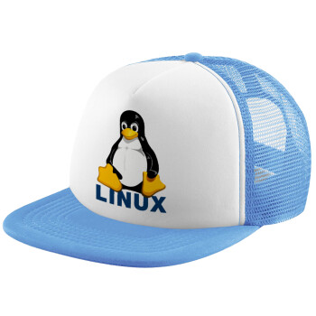 Linux, Καπέλο Soft Trucker με Δίχτυ Γαλάζιο/Λευκό