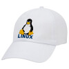 Linux, Καπέλο ενηλίκων Jockey Λευκό (snapback, 5-φύλλο, unisex)