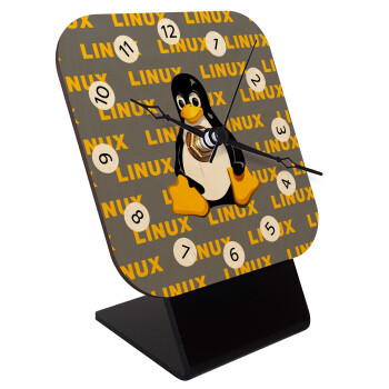 Linux, Quartz Table clock in natural wood (10cm)