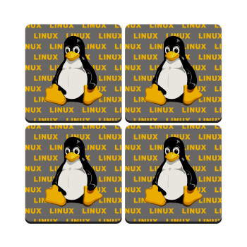 Linux, ΣΕΤ 4 Σουβέρ ξύλινα τετράγωνα