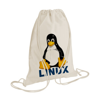 Linux, Τσάντα πλάτης πουγκί GYMBAG natural (28x40cm)
