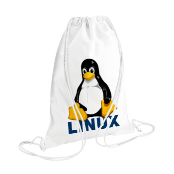 Linux, Τσάντα πλάτης πουγκί GYMBAG λευκή (28x40cm)