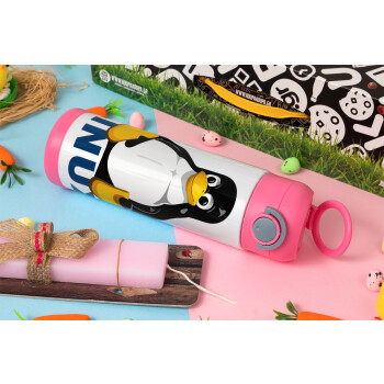 Linux, Easter candle, Childrens hot water bottle, stainless steel, with safety straw, PINK (500ml)