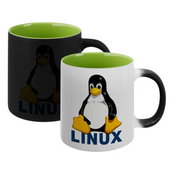 Linux, Κούπα Μαγική εσωτερικό πράσινο, κεραμική 330ml που αλλάζει χρώμα με το ζεστό ρόφημα (1 τεμάχιο)
