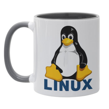 Linux, Κούπα χρωματιστή γκρι, κεραμική, 330ml