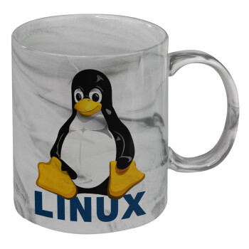 Linux, Mug ceramic marble style, 330ml