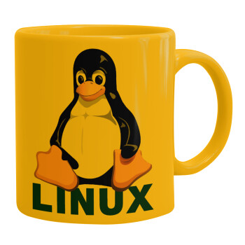 Linux, Ceramic coffee mug yellow, 330ml (1pcs)