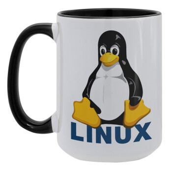 Linux, Κούπα Mega 15oz, κεραμική Μαύρη, 450ml
