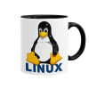Linux, Κούπα χρωματιστή μαύρη, κεραμική, 330ml