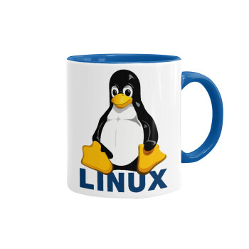 Linux, Κούπα χρωματιστή μπλε, κεραμική, 330ml