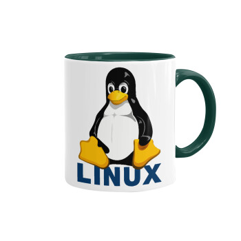 Linux, Κούπα χρωματιστή πράσινη, κεραμική, 330ml