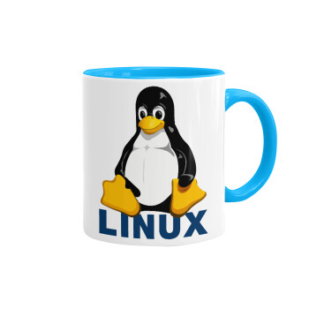 Linux, Κούπα χρωματιστή γαλάζια, κεραμική, 330ml