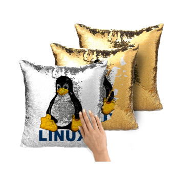 Linux, Μαξιλάρι καναπέ Μαγικό Χρυσό με πούλιες 40x40cm περιέχεται το γέμισμα