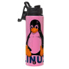 Metallic water bottle with safety lid, 850ml aluminum