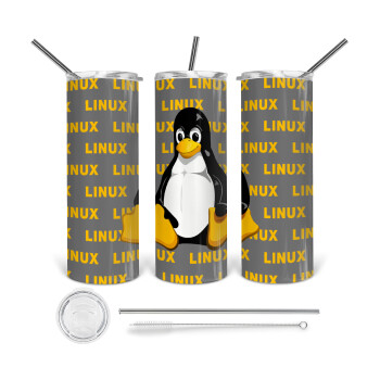 Linux, Tumbler stainless steel 600ml, with metal straw & cleaning brush