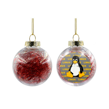 Linux, Χριστουγεννιάτικη μπάλα δένδρου διάφανη με κόκκινο γέμισμα 8cm