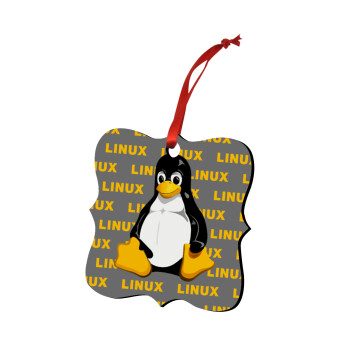 Linux, Χριστουγεννιάτικο στολίδι polygon ξύλινο 7.5cm