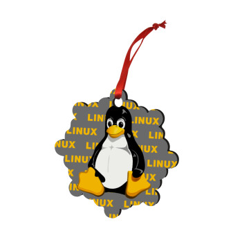 Linux, Χριστουγεννιάτικο στολίδι snowflake ξύλινο 7.5cm