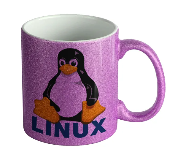Linux — Κούπα Μωβ Glitter που γυαλίζει, κεραμική, 330ml