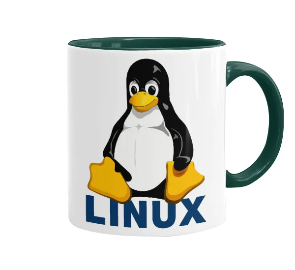 Linux — Κούπα χρωματιστή πράσινη, κεραμική, 330ml