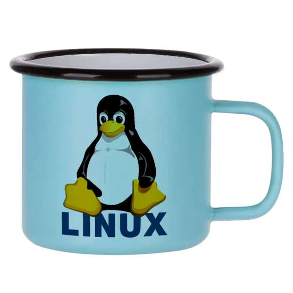Linux — Κούπα Μεταλλική εμαγιέ ΜΑΤ σιέλ 360ml