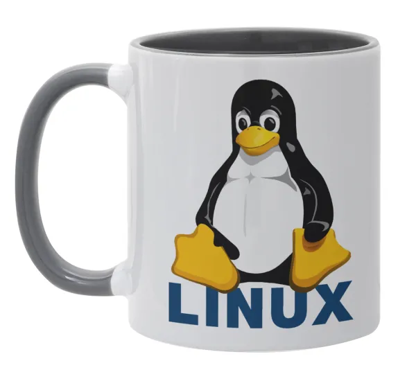 Linux — Κούπα χρωματιστή γκρι, κεραμική, 330ml