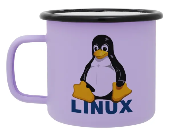 Linux — Metal enamel mug, matte light pastel purple, 360ml
