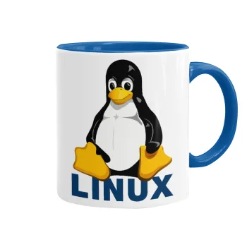 Linux, Κούπα χρωματιστή μπλε, κεραμική, 330ml