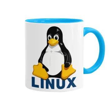 Linux, Κούπα χρωματιστή γαλάζια, κεραμική, 330ml